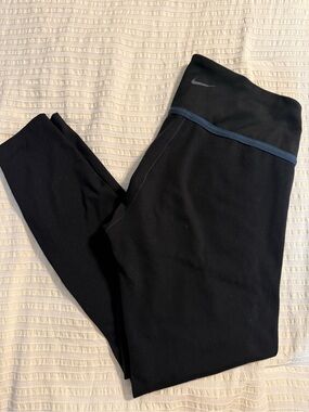 Nike Black Leggings with Navy Waist Trim